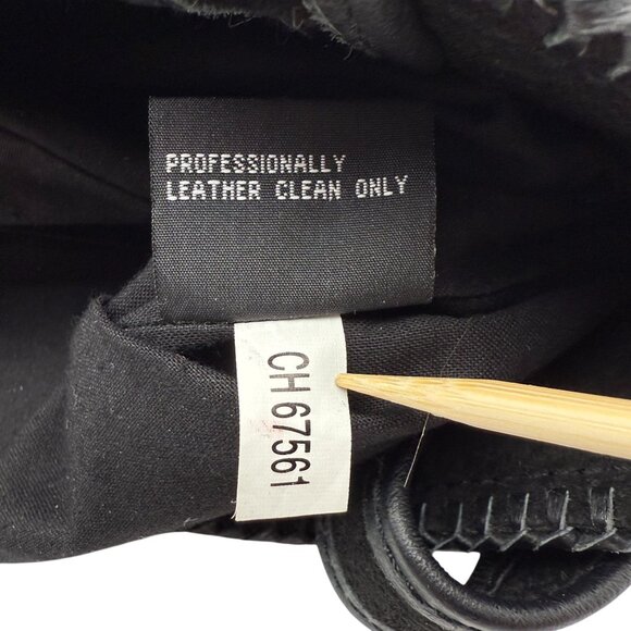 Cripple Creek Fringe Leather Shoulder Bag Black Beaded Studded Double Handles - Picture 15 of 15